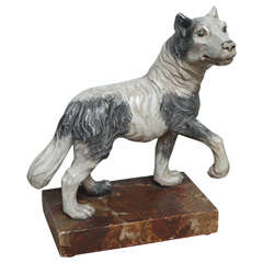 19th Century Italian Carved Wooden Wolf