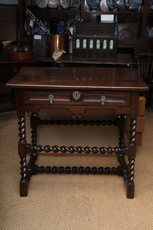 English Charles II Oak Stretcher Base Table