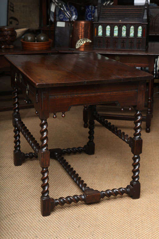 Charles II Oak Stretcher Base Table 6