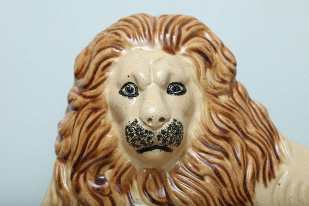 19th Century Glazed Earthenware Lion 1