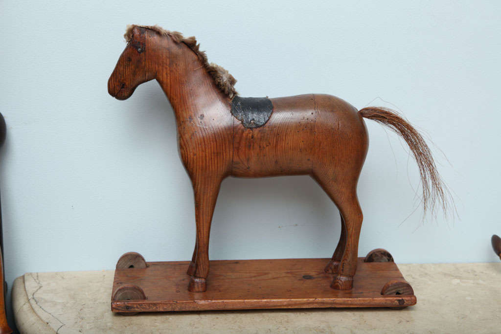 Folk Art 19th Century Swedish Horse Pull Toy
