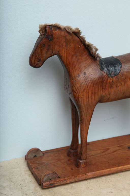 Leather 19th Century Swedish Horse Pull Toy