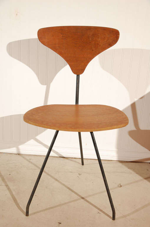 Arthur Umanoff for Elton Walnut and Iron Desk Swivel Chair
