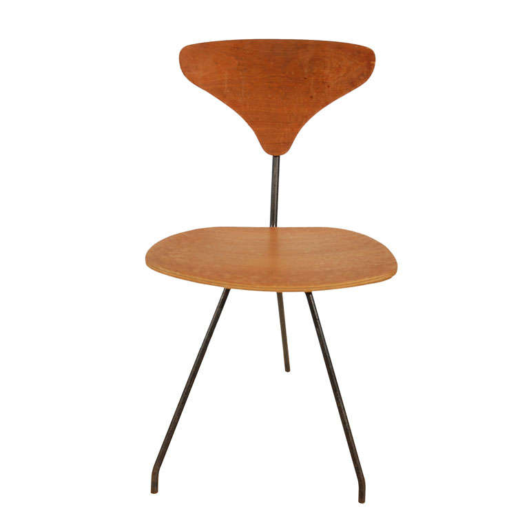 Rare and early plywood  Arthur Umanoff Swivel Chair for Elton