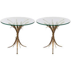 Pair Of Brass Wheat Side Tables