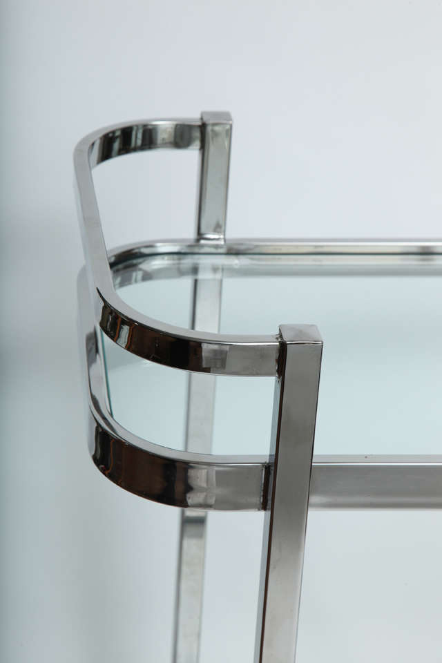 American Milo Baughman Chrome Serving /bar Cart