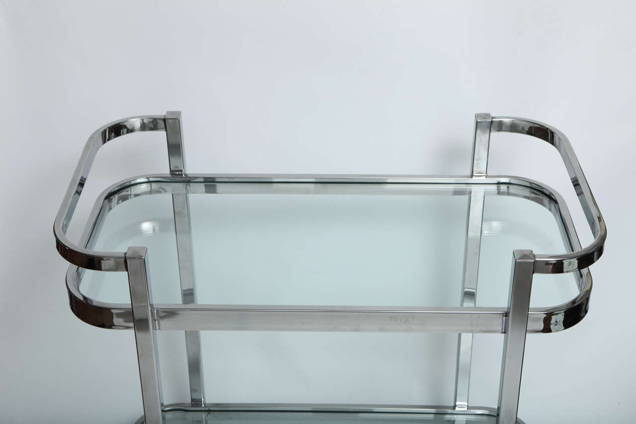 Milo Baughman Chrome Serving /bar Cart In Excellent Condition In New York, NY