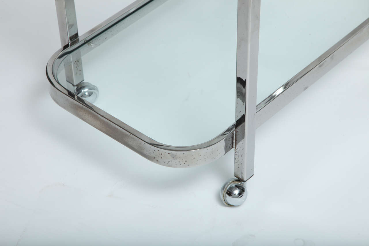 Late 20th Century Milo Baughman Chrome Serving /bar Cart