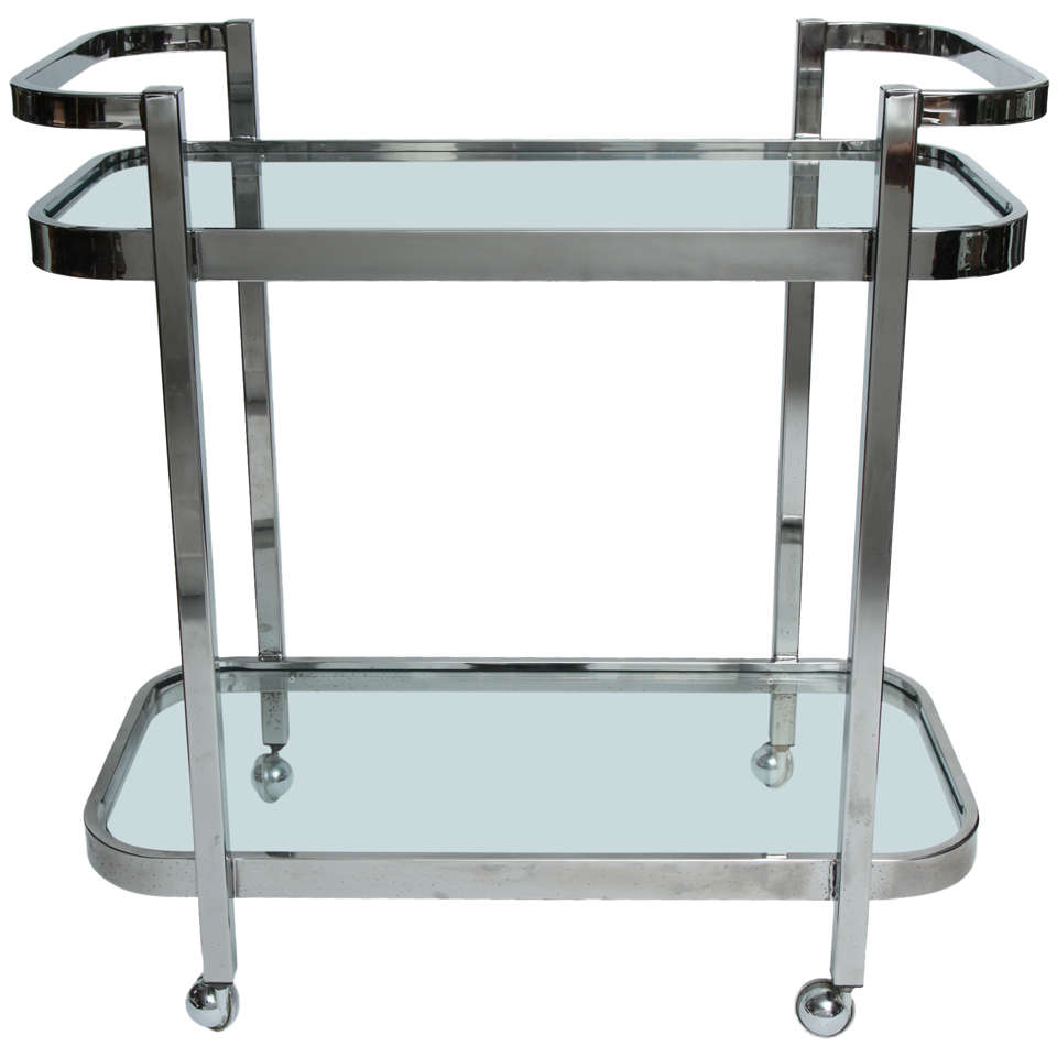 Milo Baughman Chrome Serving /bar Cart