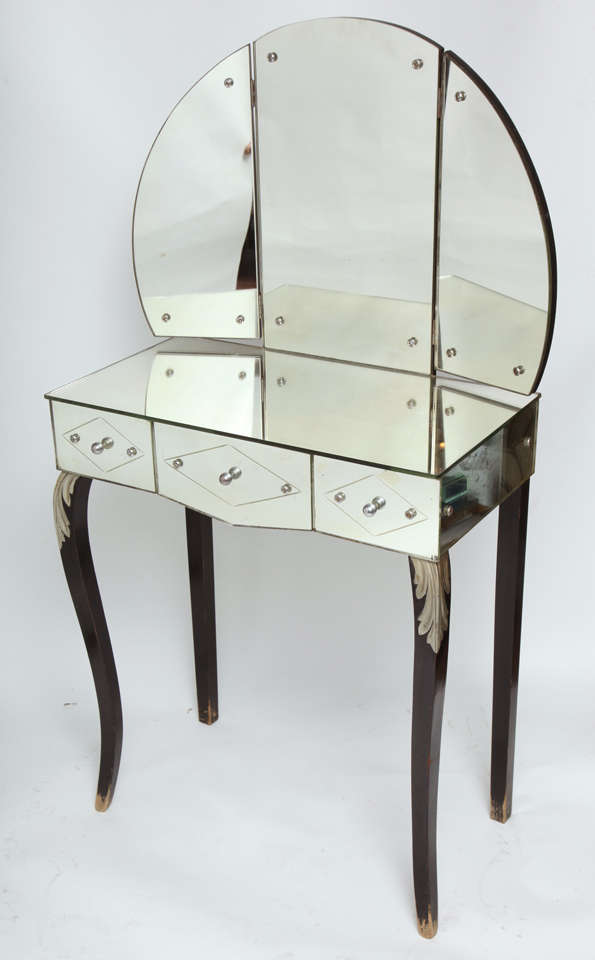 Vintage Etched Mirrored Three Draw Vanity