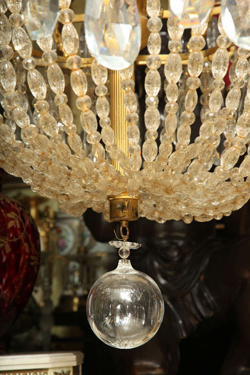 20th Century Very Large Bronze and Crystal Chandelier Attributed to Caldwell For Sale