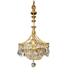 Very Large Bronze and Crystal Chandelier Attributed to Caldwell