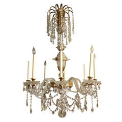 Antique A fine cut crystal English 8 arm bronze and crystal chandelier