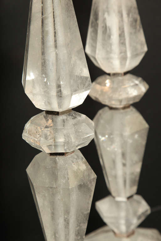 Pair of Art Deco Style Rock Crystal Lamps In Good Condition In New York, NY