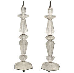 Pair of Art Deco Style Rock Crystal Lamps