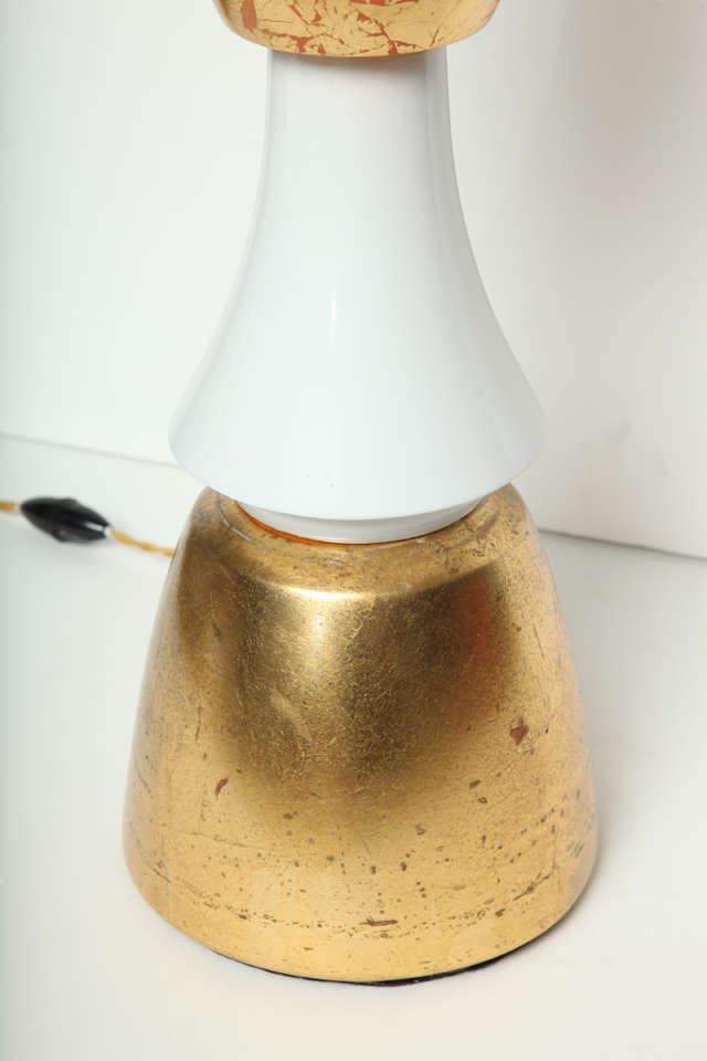 Monumental White & Gold Leaf Table Lamp For Sale 1