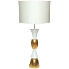 Monumental White & Gold Leaf Table Lamp 12