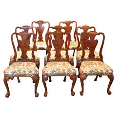 19th C Queen Anne Walnut Dining Chairs