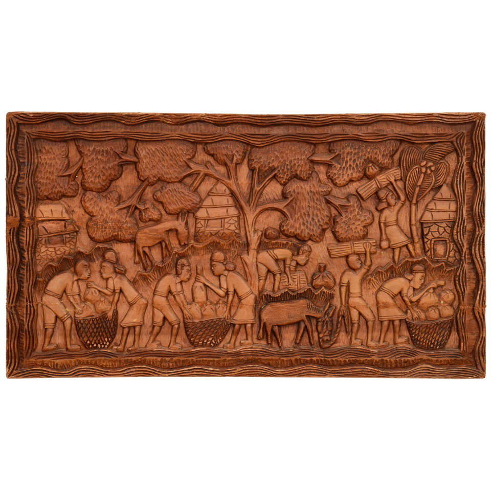 A 19th Century African Carved Panel For Sale