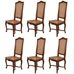 Set of Six Louis XV Style Cane Chairs