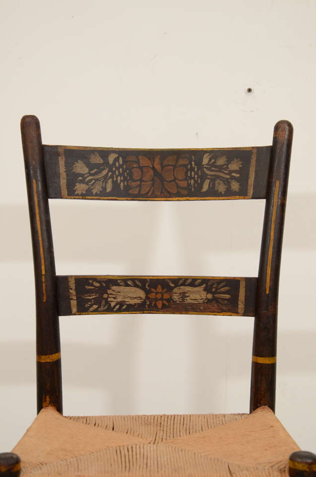 19th Century A Set of Six American Stenciled Hitchcock Style Chairs For Sale