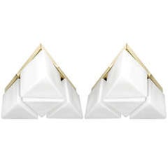 Triangular Brass Flush Mount Fixture With Frosted Glass Shades By Stilnovo 5