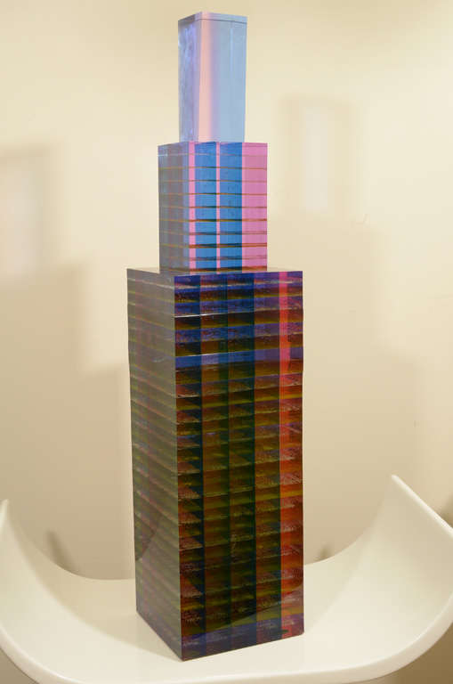 American Large multihued cubic lucite sculpture by Norman Mercer
