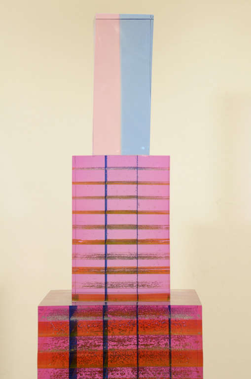 20th Century Large multihued cubic lucite sculpture by Norman Mercer