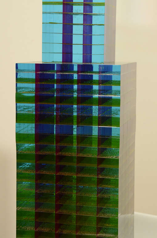 Large multihued cubic lucite sculpture by Norman Mercer 2
