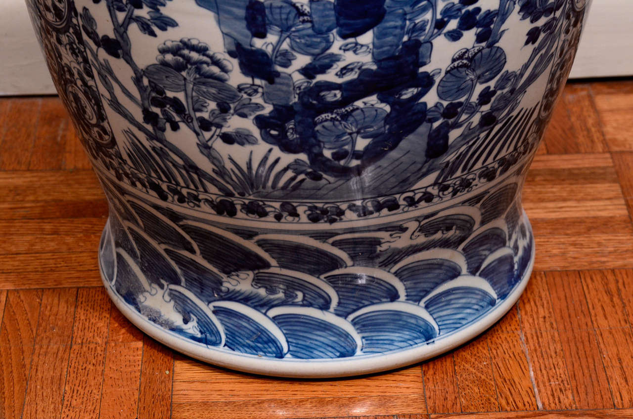Pair of 20th Century Chinese Blue and White Garden Seats In Excellent Condition In New York, NY