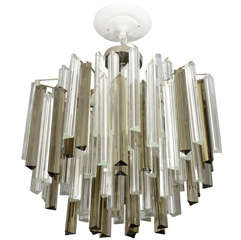 1970's Vintage Venini Chandelier with Clear and Smoked Glass