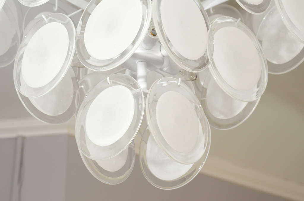 Maßgefertigte Einbaubeleuchtung aus weißem Muranoglas in der Art von Vistosi (amerikanisch) im Angebot