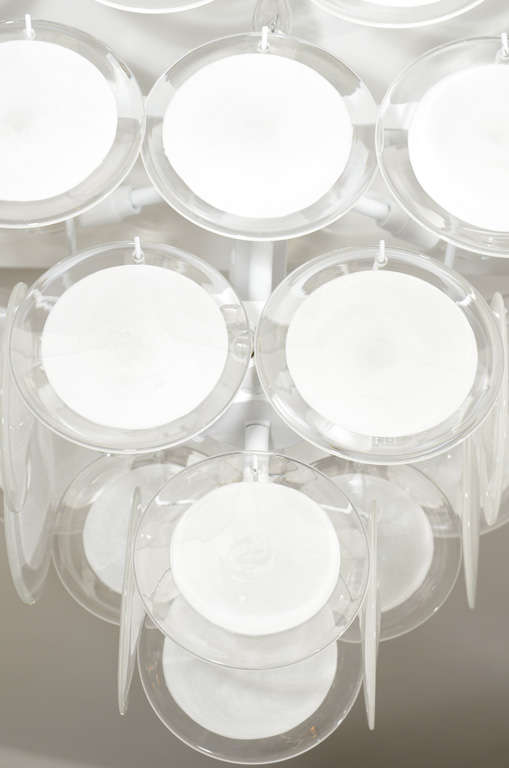 Contemporary Custom Flush Mount White Murano Disc Lighting Fixture in the Manner of Vistosi For Sale