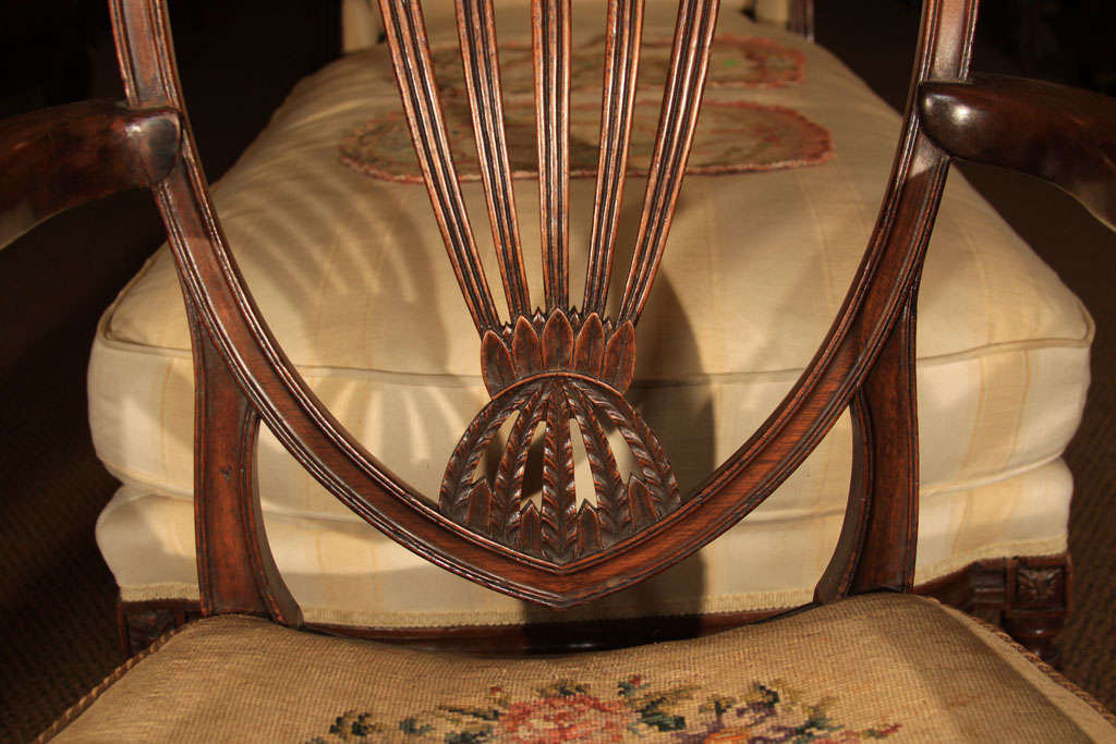 English Georgian Shield Back Arm Chair For Sale