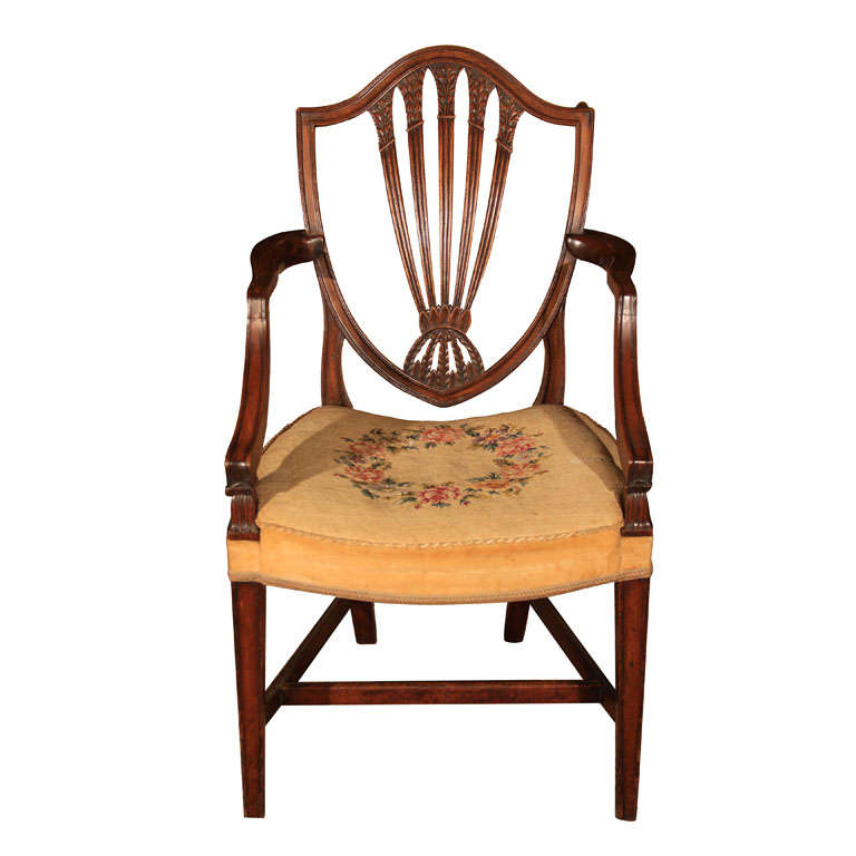Georgian Shield Back Arm Chair For Sale