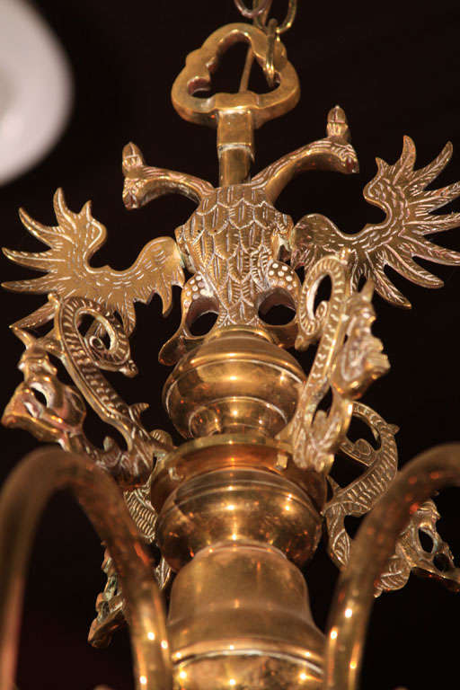 Dutch Brass Double Eagle Chandelier 4