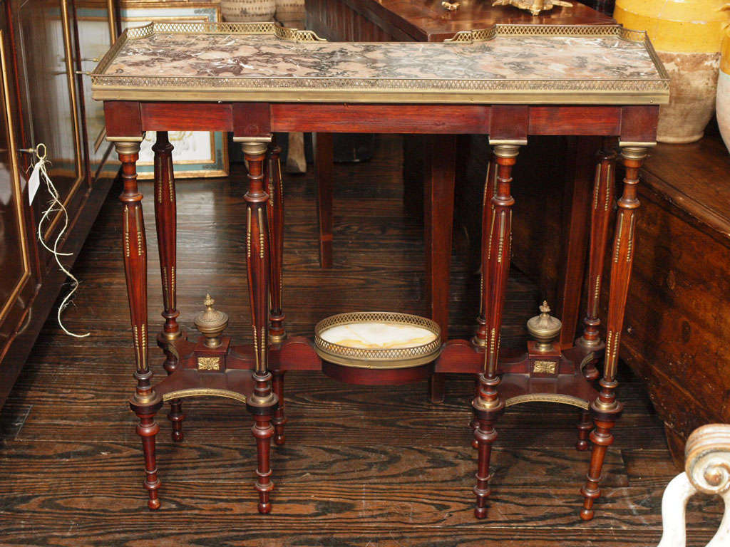 French (Paris), Late 19th C., Gilt Metal Marble Top Console