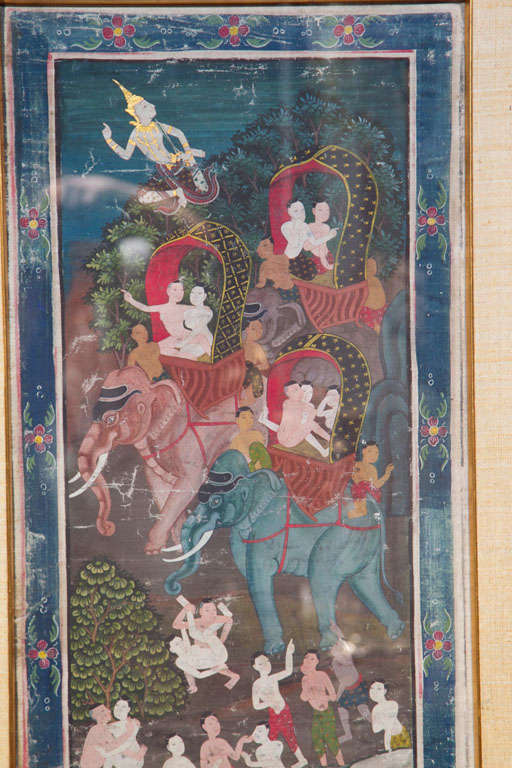 19th Century Pair  Thai Erotic Paintings On  Cloth