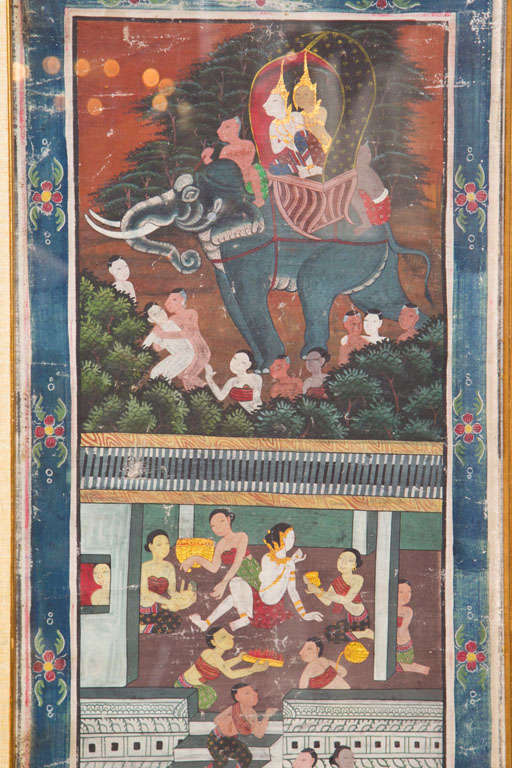 Pair  Thai Erotic Paintings On  Cloth 1