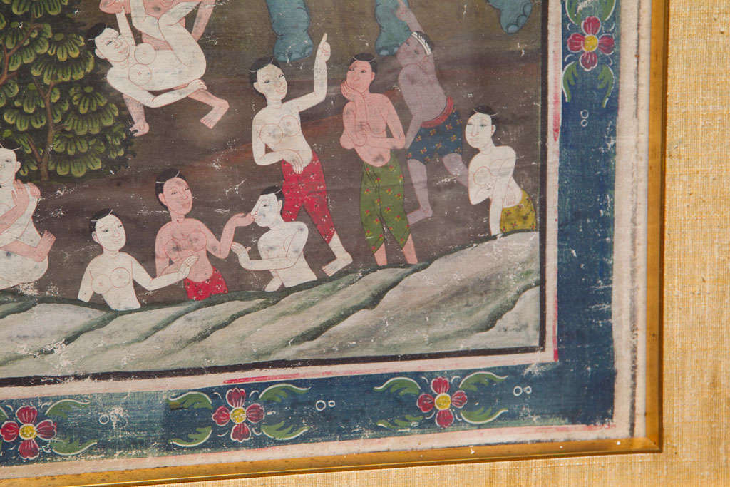Pair  Thai Erotic Paintings On  Cloth 2