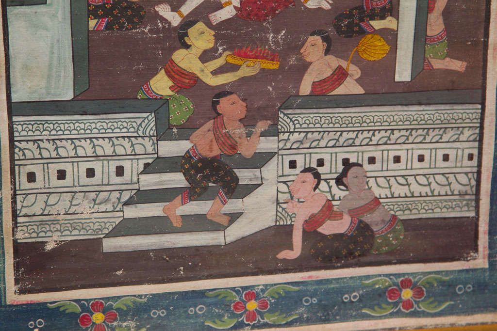 Pair  Thai Erotic Paintings On  Cloth 3