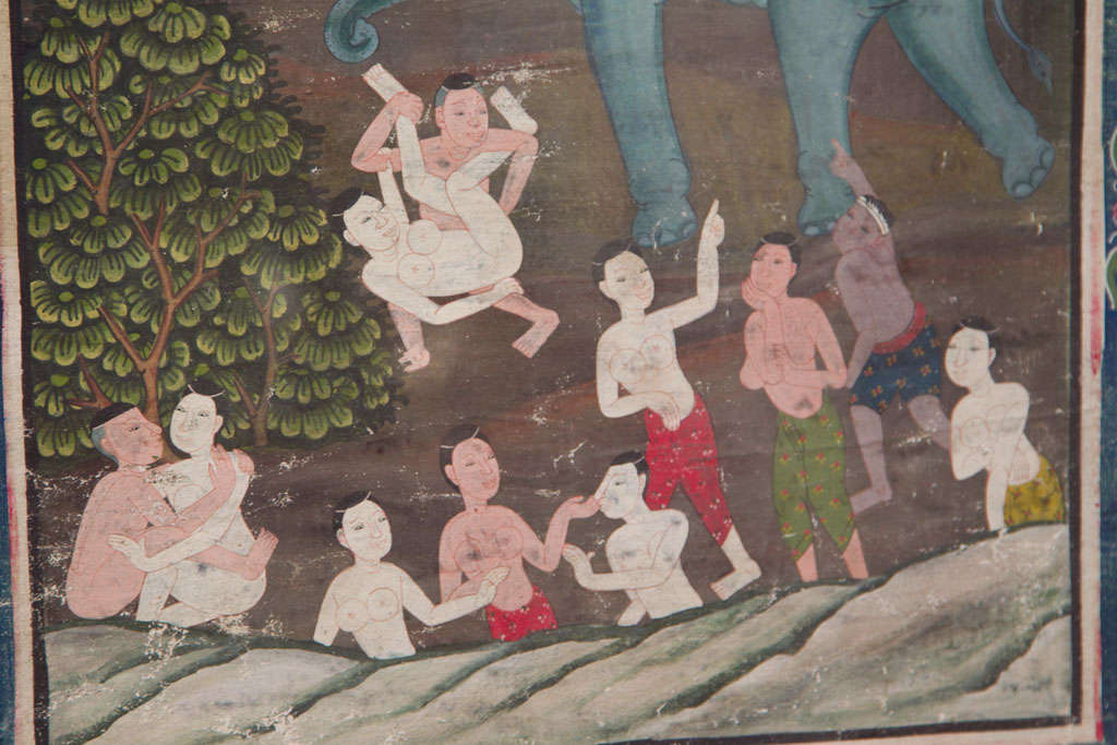 Pair  Thai Erotic Paintings On  Cloth 4