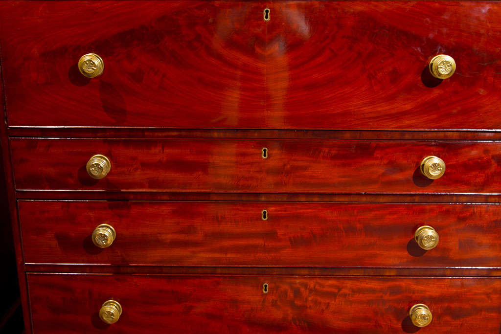 British Scottish Mahogany Glazed Flat Front Glazed Bookcase / Secretary