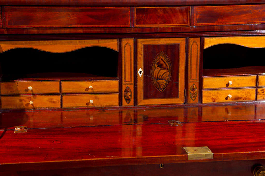19th Century Scottish Mahogany Glazed Flat Front Glazed Bookcase / Secretary
