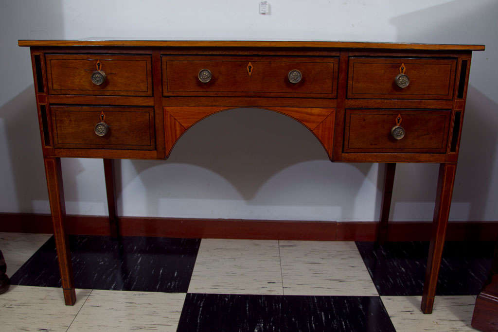 George III English Inlaid Mahogany Dressing Table For Sale