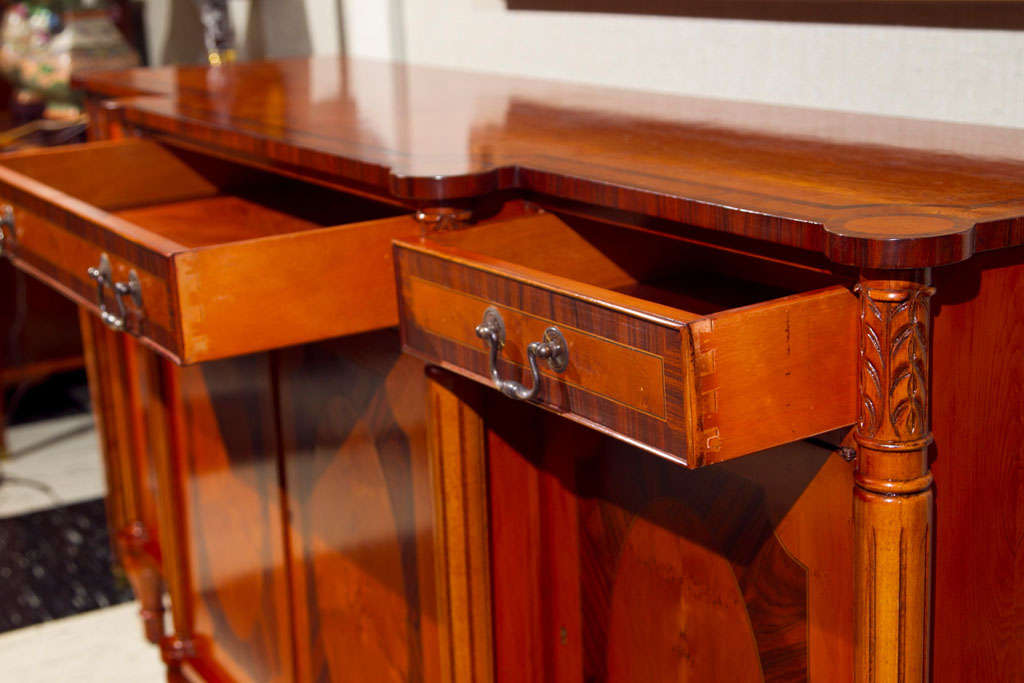 Adam Style Yew Wood Sideboard / Server  In New Condition For Sale In Woodbury, CT