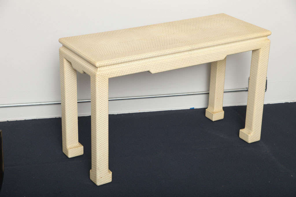 1970's Karl Springer Snakeskin Console