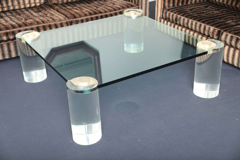 American 1970's Karl Springer Lucite Coffee Table For Sale