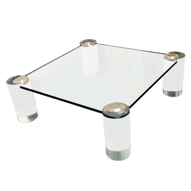 1970's Karl Springer Lucite Coffee Table For Sale