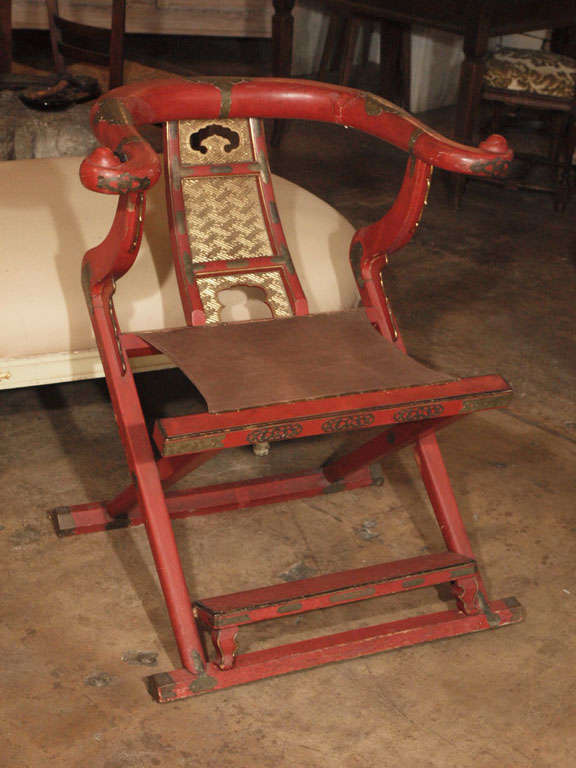 Chinese Red Lacquer Folding Chair